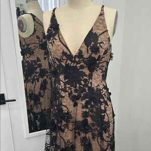 Dress the Population Black and Nude Floral Lace Dress